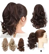 12” Short Curly Claw Ponytail Extension Clip In On Hairpiece With Jaw/Claw Synthetic Fluffy Pony ...