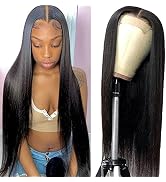 Lace Front Wigs Human Hair Pre Plucked Bleached Knots with Baby Hair 4x4 Straight Lace Closure Wi...