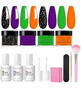 Honey Joy Dip Powder Nail Kit Starter, 4 Colors Halloween Witch Black Pumpkin Orange Mystic Purpl...