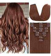 S-noilite Clip in Hair Extensions Human Hiar Clip in Short Human Hair Auburn Hair Standard Weft 1...