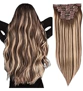 DIYOMO Seamless Hair Extensions - Real Human Hair,Human Hair Extensions Clip in Hair Extensions 1...
