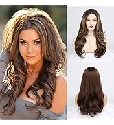 BESTUNG Fashion Light Blonde Long Natural Wavy Free Part Lace Front Wigs Heat Resistant Synthetic...