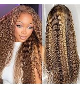 LAINSS 210% Density 13x6 Ombre Lace Front Wig Human Hair 4/27 Highlight Deep Wave Lace Front Wigs...