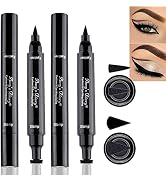 2Pcs Double-sided Liquid Stamp Eyeliner Pen, Wing Shapes Face Stamps Makeup Extremely Black Water...