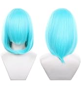 Aadesso 047-cyan color with long bangs 40cm/1.77feet Shoulder-length Anime Cosplay Wig Heat resis...