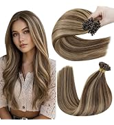 Hetto K Tip Hair Extensions Real Human Hair Brown Blonde Highlight Ktip HUman Hair Extensions Bro...