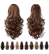 Clip in Ponytail,Clip Claw Brown Ponytails Extension Wavy 14