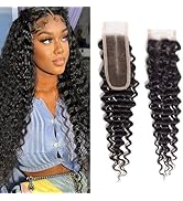 Deep Wave Closure Hd 2x6 Lace Closure Human Hair Natural Black Color Closure Unprocessed Brazilia...