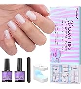 Soft Gel Nail Tips and Gl ue Gel Kit - BTArtboxnails Pre-colored Soft Gel Nail Tips Kit, Milky Wh...