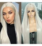SAPPHIREWIGS 13×6 Platinum Blonde Lace Front Wigs Long Straight Hair #60 White Wig Synthetic Lace...