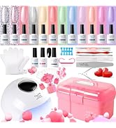 Candy Lover Gel Nail Polish Kit with U V Light, 12 Colors Gel Polish Set, 36W UV Light for Nails,...