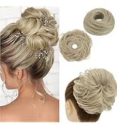S-noilite 1PCS Messy Bun Hair Piece for Women Curly Wavy Fake Hair Donut Bun Scrunchies Ponytail ...