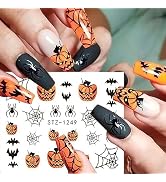 18 Sheets Halloween Nail Art Stickers Skull Pumpkin Ghost Face Water Transfer Nail Decals Spider&...