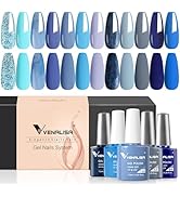 VENALISA Royal Blue Gel Nail Polish Set, 12Pcs Navy Dark Blue Gel Polish Kit Baby Light Blue Colo...