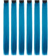 Blue Hair Extensions, HSPJHTM Clip in Hair Extensions for Women 6PCS 22