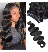 Clip in Hair Extensions Real Human Hair for Women 120g 6pcs Seamless Clip in Hair Extensions Body...