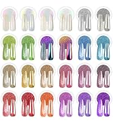 BISHENGYF 24Pcs Chrome Nail Powder - Metallic Mirror Effect Holographic Aurora Iridescent Pearles...