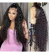 32 Inches 13x4 Lace Front Wigs Human Hair Pre Plucked Brazilian Wet and Wavy Human Hair Wigs for ...