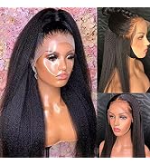 MSGEM Kinky Straight Lace Front Wigs 180 Density 13x4 Yaki Straight Lace Frontal Wigs for Black W...