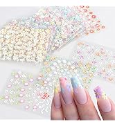 30 Sheets Colorful Flower Nail Art Stickers Flowers Nail Art Supplies 3D Self Adhesive Nail Decal...