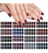 SILPECWEE 16 Sheets Dark Nail Wraps Solid Color Nail Polish Stickers for Women Self Adhesive Nail...