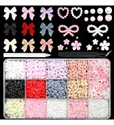 RODAKY Bow Nail Charms Colorful Bow Nail Art Charms Multi Shape 3D Flatback Resin Charms for Acry...