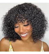 Rebecca Fashion Curly Bob Wig with Bangs Human Hair 10 Inch Short Curly Water Wave Bob Wig Human ...