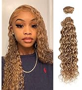 Honey Blonde Water Wave Bundles (24inch,1PC) Brazilian Curly Human Hair Bundles 9A 100% Remy Huma...