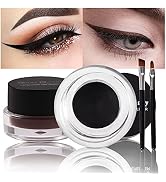 2 in 1 Black and Brown Gel Eyeliner and Eyebrow Cream Set Water Proof,Last for All Day Long, Work...