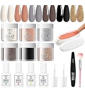 ROSALIND 13PCS Dip Nails Powder Starter Kit, 6 Colors Dip Powder Nail Kit White Black Series Nail...