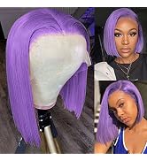 Dorosy Hair Transparent Lace Purple Bob Wig 13x4 Lace Front Wigs Human Hair Short Bob Pre Plucked...