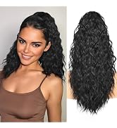 ORSUNCER Claw Clip Ponytail Extension Black 18 Inch Wavy Pony Tails Hair Extensions Layered Fluff...