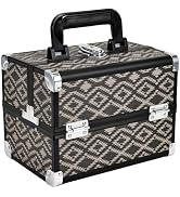 Joligrace Makeup Train Case Portable Makeup Organizer Case 2 Trays Cosmetic Storage with Mirror L...