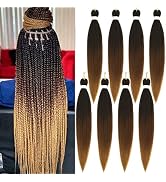 8 Packs Braiding Hair Pre-Stretched- Omber Braiding Hair extensions for braids 26 Inch Pre stretc...