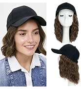 S-noilite New Baseball Hats with Hair Attached Short Curly Wavy Bob Hairstyle Baseball Hat Wig