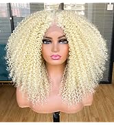 Annivia 613 Curly Lace Front Wig Pre Plucked Kinky Curly Afro Wigs for Black Women Blonde 13x4 T ...