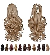 Clip in Ponytail,Clip Claw Blonde Ponytails Extension Wavy 14