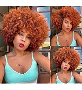 ANNISOUL Afro Wigs for Black Women Short Curly Afro Kinky Wig 70s Bouncy Huge Fluffy Puff Wigs Pr...