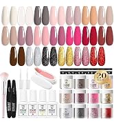 ROSALIND 29PCS Dip Nails Powder Starter Kit, 20 Colors Dip Powder Nail Kit Clear Nude Pink Brown ...