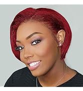 YMSGIRL Red 99J Pixie Cut Wig Human Hair 13x4x1 Lace Front Wigs Bright Burgundy Pixie Cut Lace Fr...