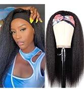 Yavida Kinky Straight Headband Wigs Human Hair Yaki Straight Headband Wig for Women None Lace Fro...