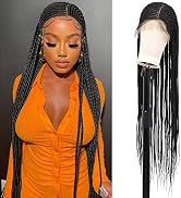 Brinbea Braided Wigs for Women Full Lace Front Box Braided Wig with Baby Hair Black Synthetic Nat...