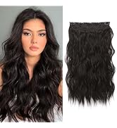 REECHO Clip in Hair Extensions, 20” One Piece Hair Extension Clip in Wefts Long Thick Beach Wavy ...