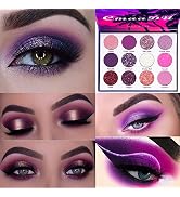 12 Colors Glitter Purple Pink Cheap Eyeshadow Makeup Palette Pallets,Bright High Pigmented Metall...