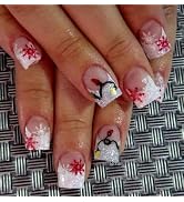 Christmas Glitter French Tip Press on Nails Short Square Fake Nails Winter Xmas False Nails with ...