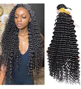 Deep Wave Bundles Human Hair 26 28 30 Inch Curly Human Hair Bundles 100% Unprocessed Brazilian Vi...