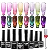 MIZHSE 9D Cat Eye Gel Nail Polish 8 Colors, Upgraded Winter Dopamine Magnetic Gel Polish Set with...