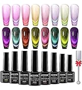 MIZHSE 9D Cat Eye Gel Nail Polish 8 Colors, Upgraded Winter Dopamine Magnetic Gel Polish Set with...