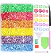 RODAKY 24000PCS Flatback Resin Crystal Rhinestones for Craft Transparent AB Rhinestones Stone Bea...
