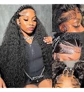 Simeider 30 inch Deep Wave Lace Front Wigs Human Hair 13x6 HD Lace Front Wigs Human Hair Pre Pluc...